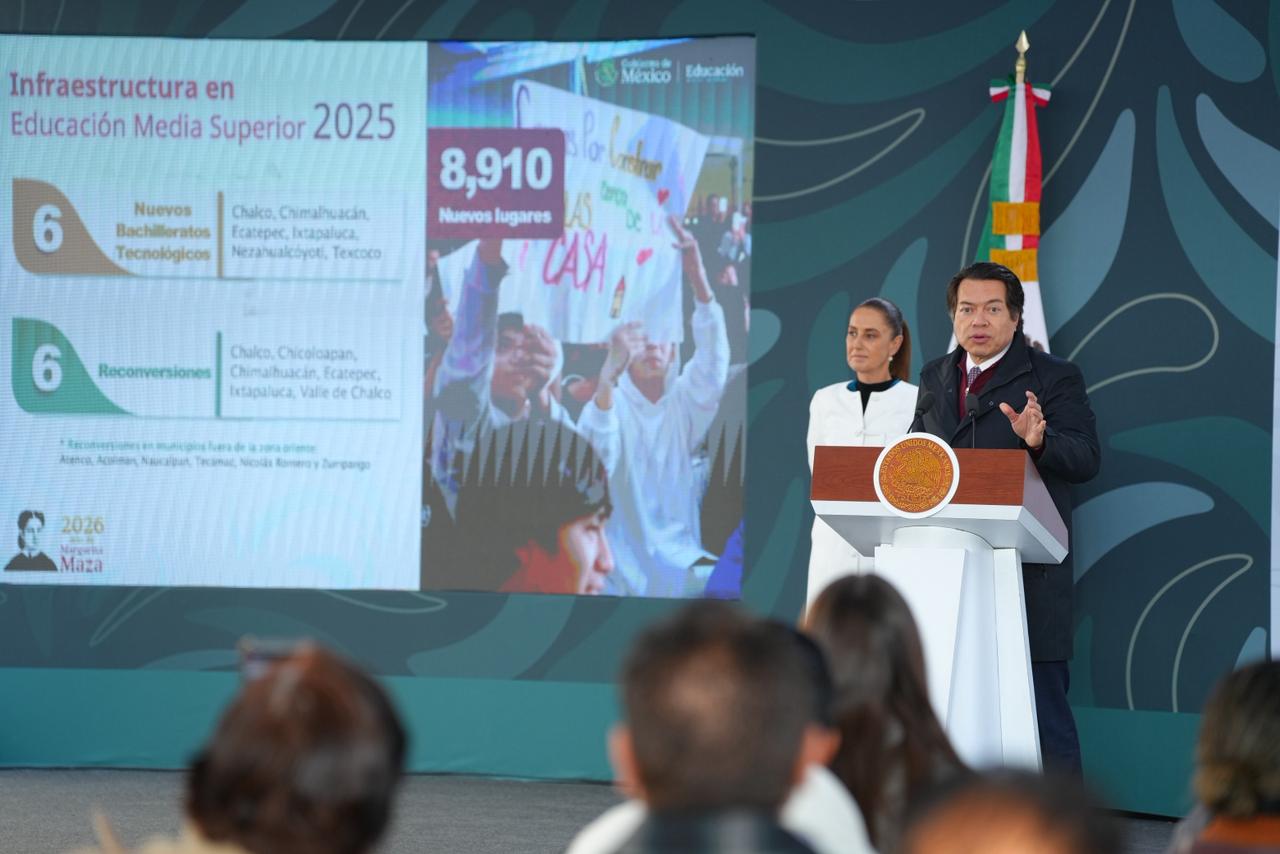 Con nuevos bachilleratos en la Zona Oriente del Edomex, las y los jóvenes dispondrán de 13 mil 860 lugares más: Mario Delgado